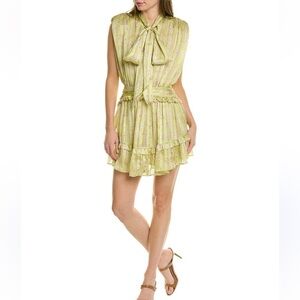 NWT Sabina Musayev Soleil Mini Dress Lime Green Size Large Fairycore